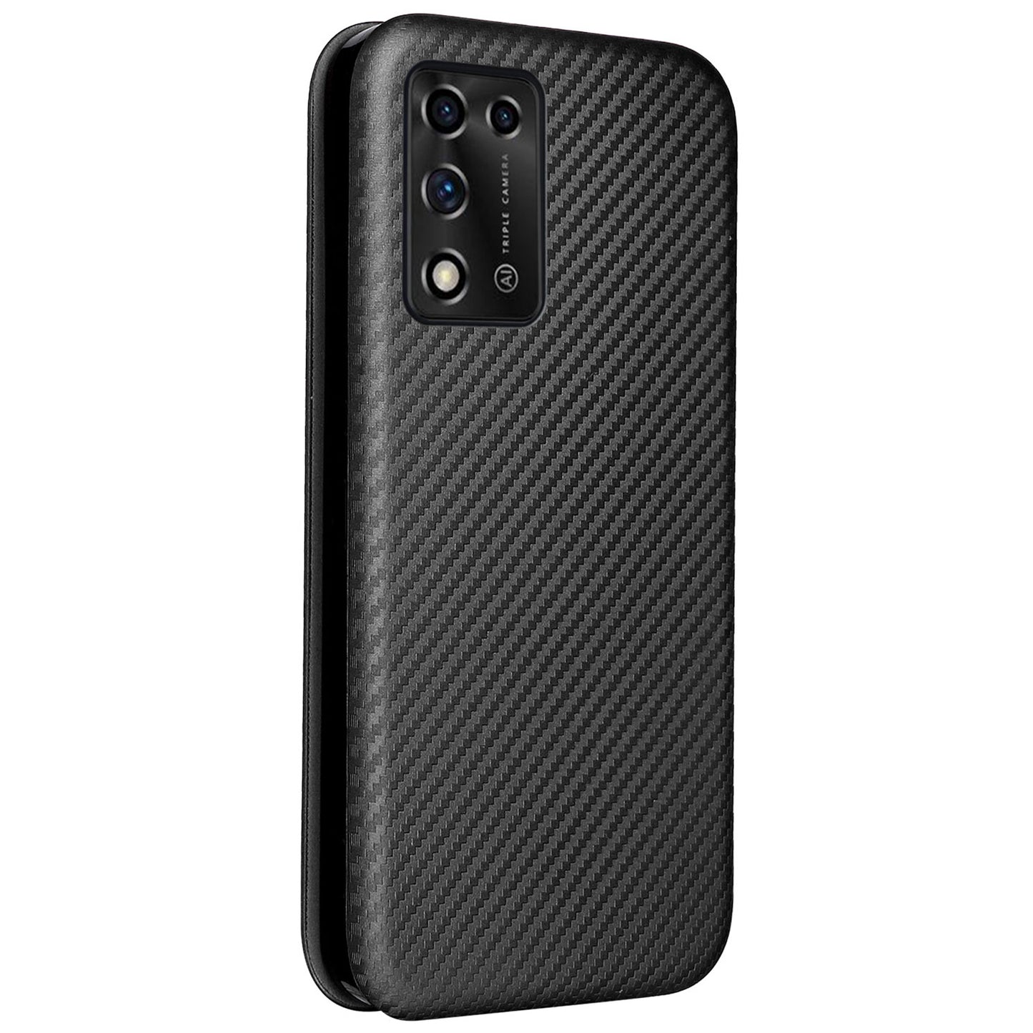 Magnetic Anto-absorbed PU Leather Carbon Fiber Anti-scratch Texture Stand Mobile Phone Case with Card Slot for ZTE Libero 5G II