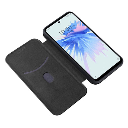 Magnetic Anto-absorbed PU Leather Carbon Fiber Anti-scratch Texture Stand Mobile Phone Case with Card Slot for ZTE Libero 5G II