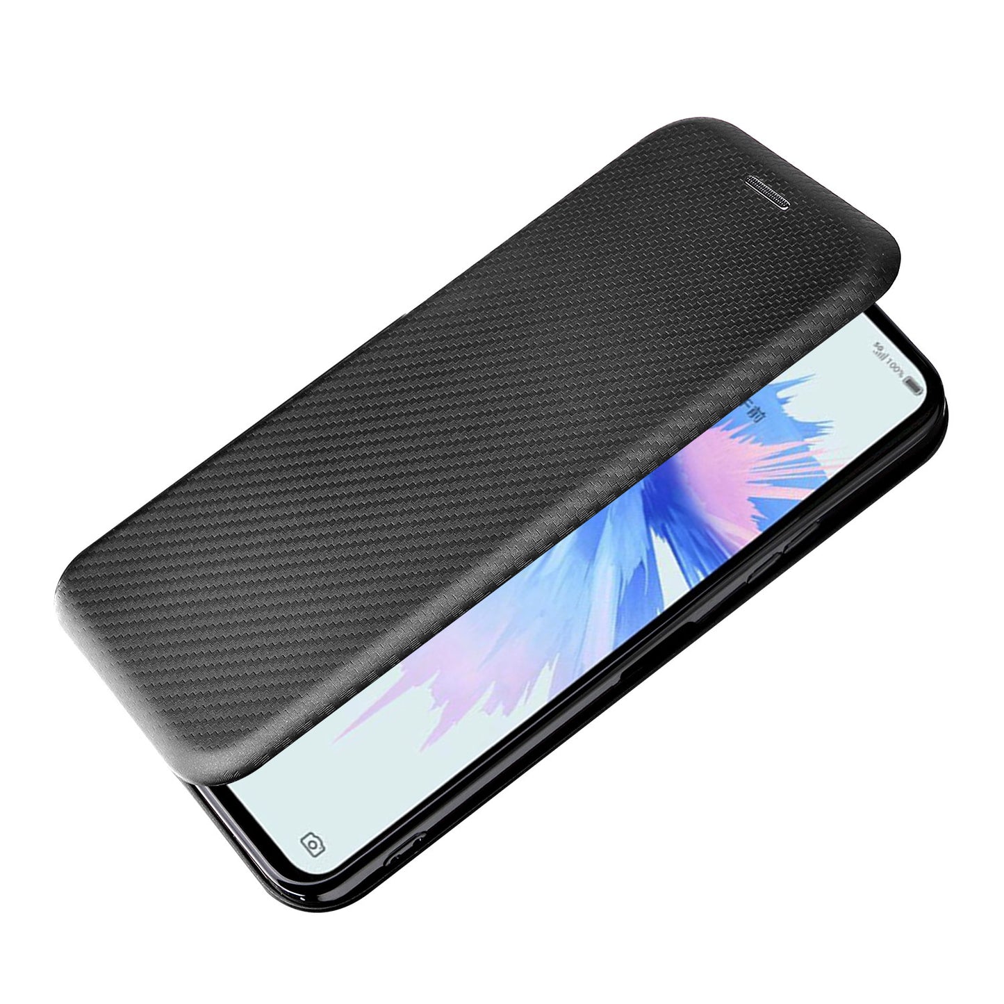 Magnetic Anto-absorbed PU Leather Carbon Fiber Anti-scratch Texture Stand Mobile Phone Case with Card Slot for ZTE Libero 5G II