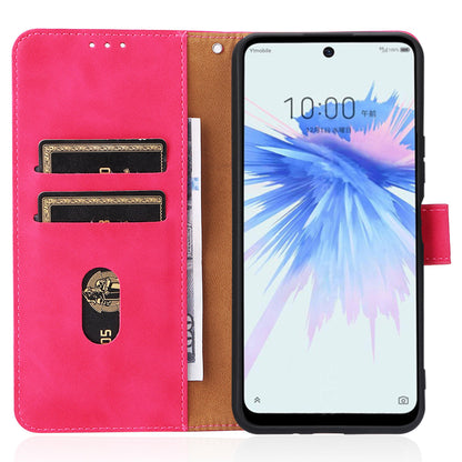 Skin-touch Feeling PU Leather + TPU Phone Cover Stand Wallet Shell Mobile Phone Case for ZTE Libero 5G II