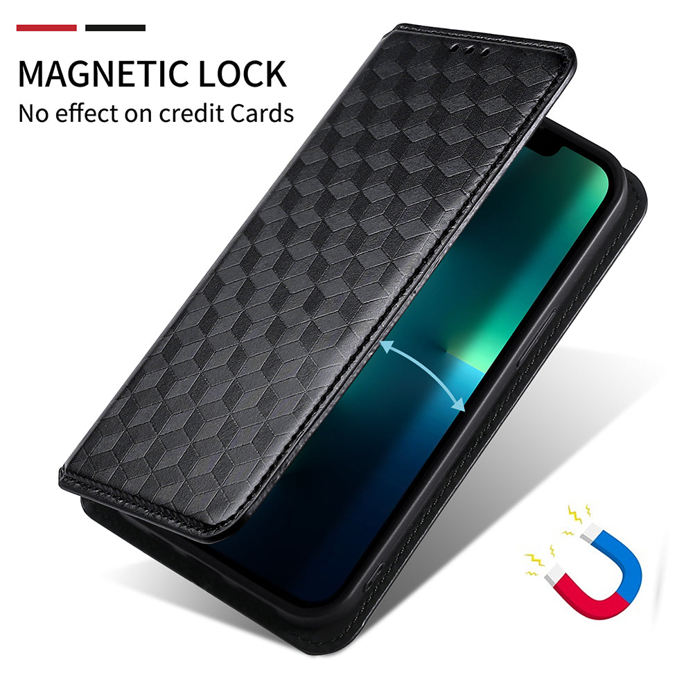 PU Leather + TPU Phone Case Imprinting 3D Rhombus Stand Wallet Protective Cover for ZTE Blade L8/Blade A3 (2019)/Blade A31 Lite