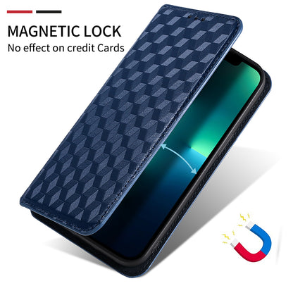 PU Leather + TPU Phone Case Imprinting 3D Rhombus Stand Wallet Protective Cover for ZTE Blade L8/Blade A3 (2019)/Blade A31 Lite