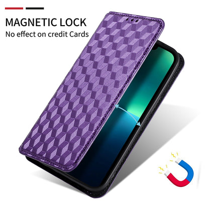 PU Leather + TPU Phone Case Imprinting 3D Rhombus Stand Wallet Protective Cover for ZTE Blade L8/Blade A3 (2019)/Blade A31 Lite