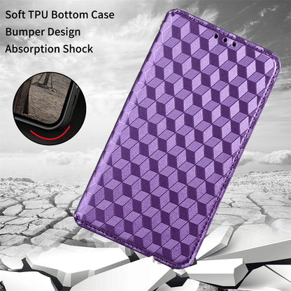 PU Leather + TPU Phone Case Imprinting 3D Rhombus Stand Wallet Protective Cover for ZTE Blade L8/Blade A3 (2019)/Blade A31 Lite