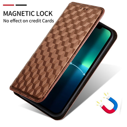 PU Leather + TPU Phone Case Imprinting 3D Rhombus Stand Wallet Protective Cover for ZTE Blade L8/Blade A3 (2019)/Blade A31 Lite