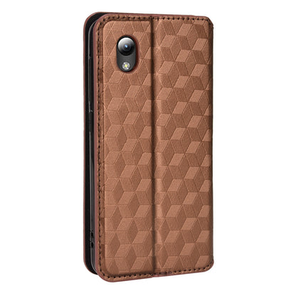 PU Leather + TPU Phone Case Imprinting 3D Rhombus Stand Wallet Protective Cover for ZTE Blade L8/Blade A3 (2019)/Blade A31 Lite