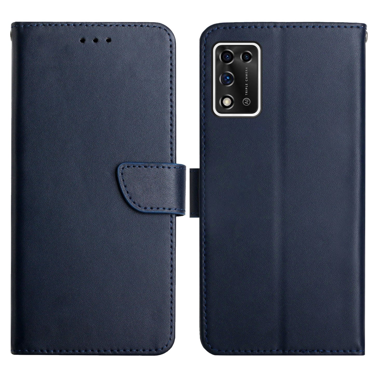 For ZTE Libero 5G ii A103ZT Flip Phone Cover Wallet Stand Function Genuine Leather Nappa Texture Full Body Protective Phone Case