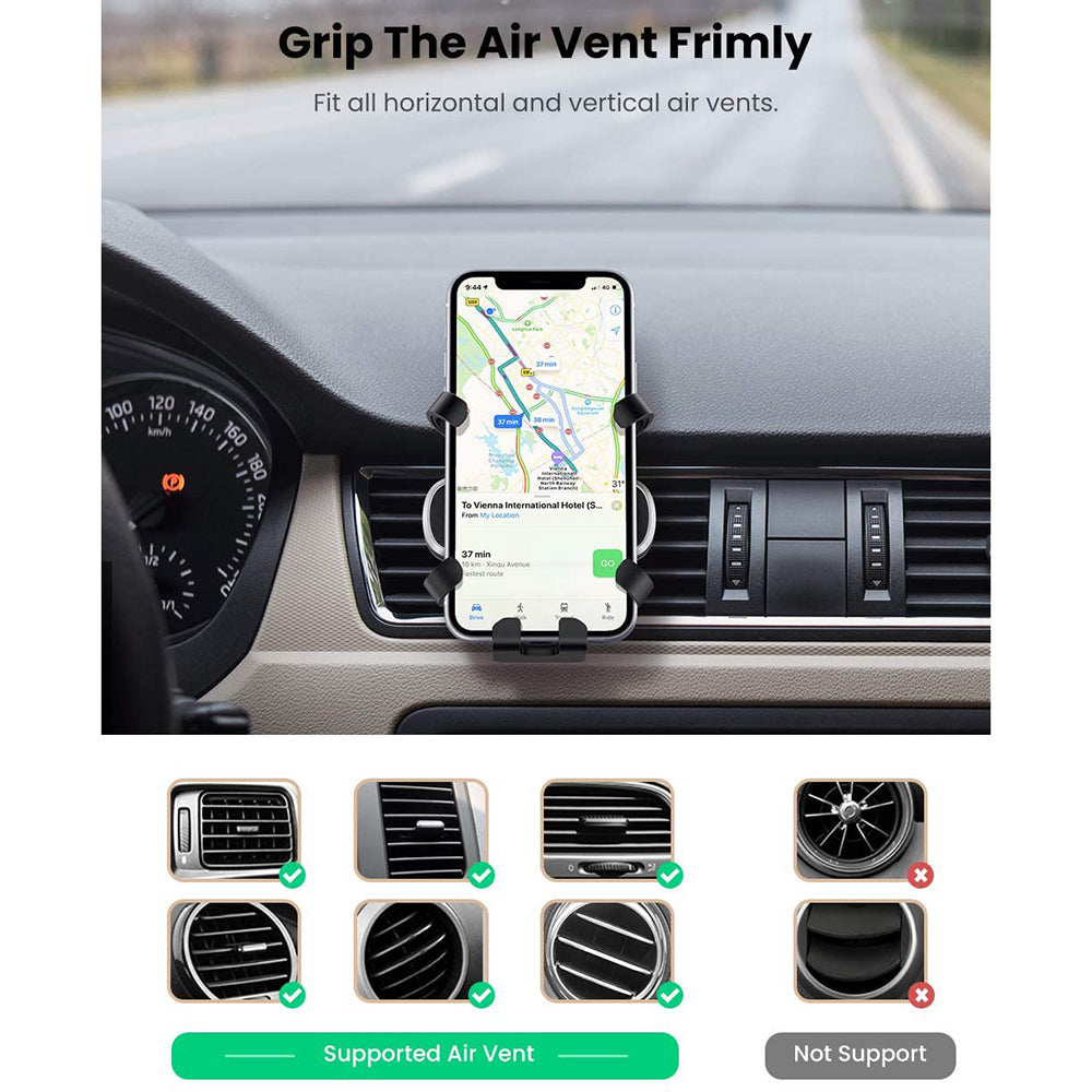 UGREEN Universal 360 Degree Rotating Gravity Auto Clamping Car Air Vent Mount GPS Phone Holder Bracket for iPhone Samsung Huawei Xiaomi