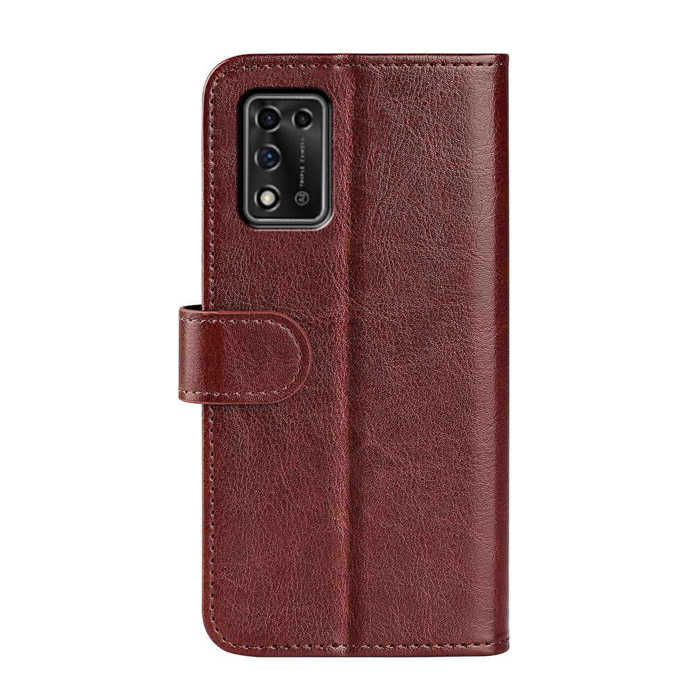 Crazy Horse Texture Folio Flip Phone Case for ZTE Libero 5G II, Wallet Stand PU Leather Protective Cover