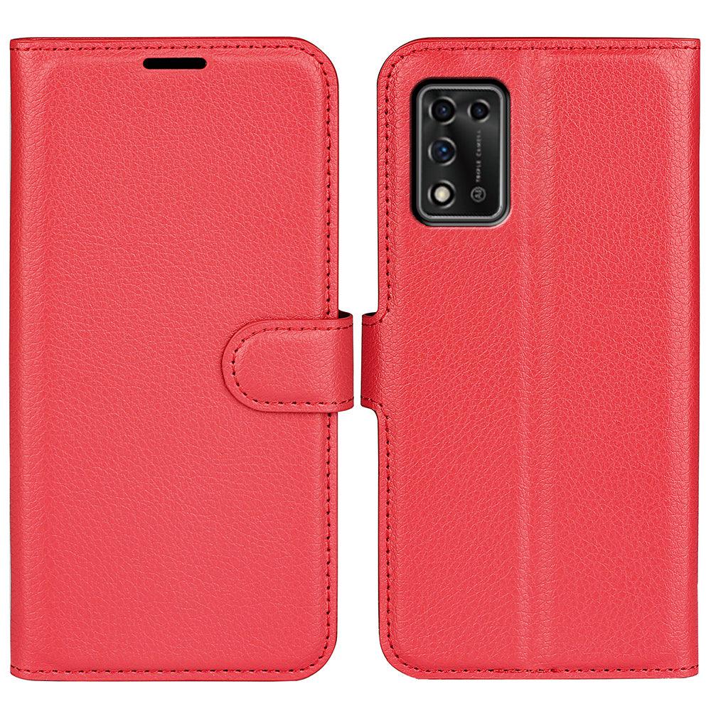 For ZTE Libero 5G II Litchi Texture Magnetic Clasp Shockproof PU Leather Cover Wallet Stand Phone Case