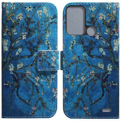 For ZTE Blade A52 Pattern Printing PU Leather Mobile Phone Case Folding Stand Wallet Flip Cover TPU Inner Shell