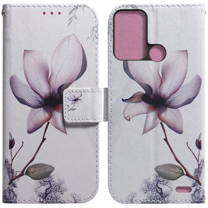 For ZTE Blade A52 Pattern Printing PU Leather Mobile Phone Case Folding Stand Wallet Flip Cover TPU Inner Shell