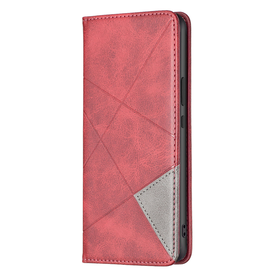 For ZTE Blade A51 Imprinting Pattern Splicing Design Cover with Card Slots Leather Viewing Stand Cell Phone Shell