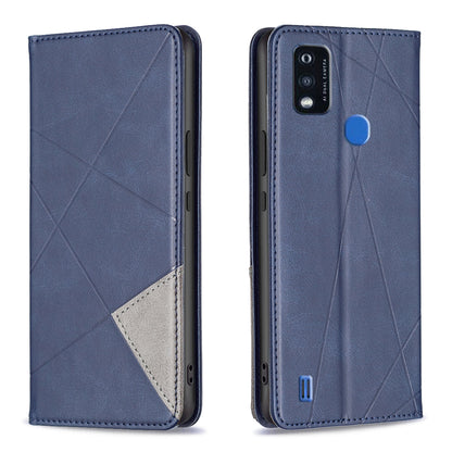 For ZTE Blade A51 Imprinting Pattern Splicing Design Cover with Card Slots Leather Viewing Stand Cell Phone Shell