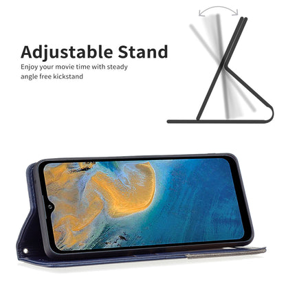 For ZTE Blade A51 Imprinting Pattern Splicing Design Cover with Card Slots Leather Viewing Stand Cell Phone Shell