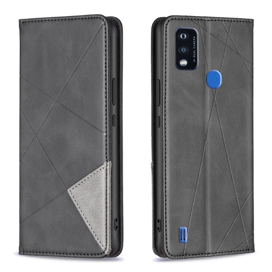 For ZTE Blade A51 Imprinting Pattern Splicing Design Cover with Card Slots Leather Viewing Stand Cell Phone Shell