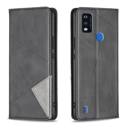 For ZTE Blade A51 Imprinting Pattern Splicing Design Cover with Card Slots Leather Viewing Stand Cell Phone Shell