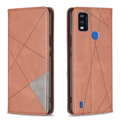 For ZTE Blade A51 Imprinting Pattern Splicing Design Cover with Card Slots Leather Viewing Stand Cell Phone Shell