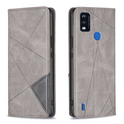 For ZTE Blade A51 Imprinting Pattern Splicing Design Cover with Card Slots Leather Viewing Stand Cell Phone Shell