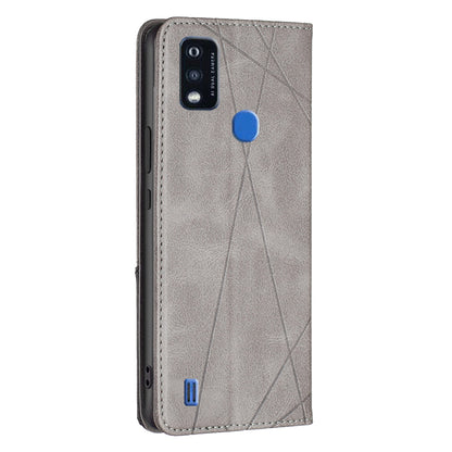 For ZTE Blade A51 Imprinting Pattern Splicing Design Cover with Card Slots Leather Viewing Stand Cell Phone Shell