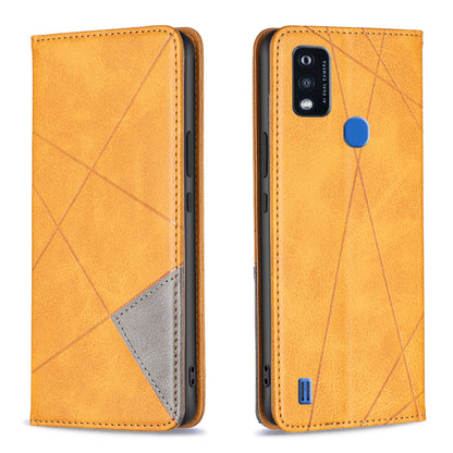 For ZTE Blade A51 Imprinting Pattern Splicing Design Cover with Card Slots Leather Viewing Stand Cell Phone Shell