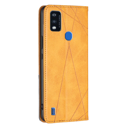 For ZTE Blade A51 Imprinting Pattern Splicing Design Cover with Card Slots Leather Viewing Stand Cell Phone Shell