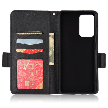 Litchi Texture Phone Case for ZTE Blade A72/Blade V40 Vita, Wallet PU Leather Cover with Adjustable Stand