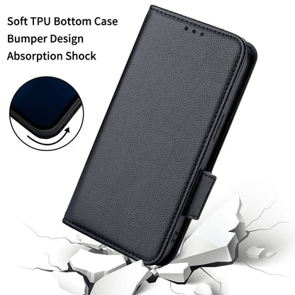 Litchi Texture Phone Case for ZTE Blade A72/Blade V40 Vita, Wallet PU Leather Cover with Adjustable Stand