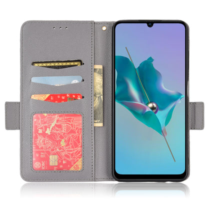 Litchi Texture Phone Case for ZTE Blade A72/Blade V40 Vita, Wallet PU Leather Cover with Adjustable Stand