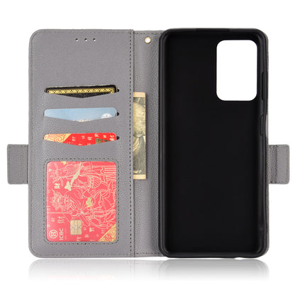 Litchi Texture Phone Case for ZTE Blade A72/Blade V40 Vita, Wallet PU Leather Cover with Adjustable Stand