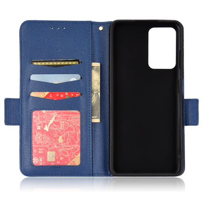 Litchi Texture Phone Case for ZTE Blade A72/Blade V40 Vita, Wallet PU Leather Cover with Adjustable Stand