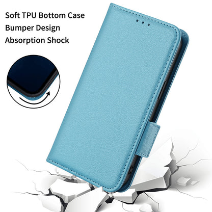 Litchi Texture Phone Case for ZTE Blade A72/Blade V40 Vita, Wallet PU Leather Cover with Adjustable Stand