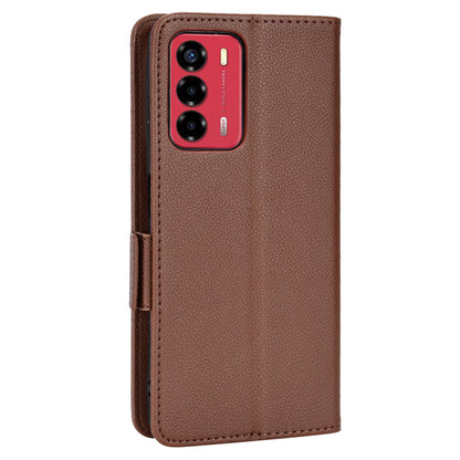 Litchi Texture Phone Case for ZTE Blade A72/Blade V40 Vita, Wallet PU Leather Cover with Adjustable Stand