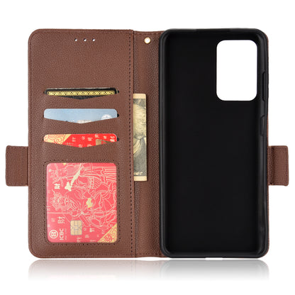 Litchi Texture Phone Case for ZTE Blade A72/Blade V40 Vita, Wallet PU Leather Cover with Adjustable Stand