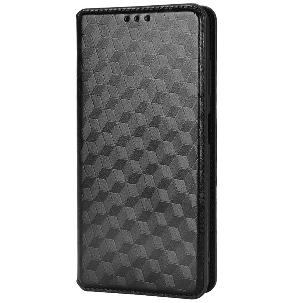 For ZTE Blade A72/Blade V40 Vita Rhombus Imprinted Phone Case Magnetic Auto Closing PU Leather Wallet Stand Shell