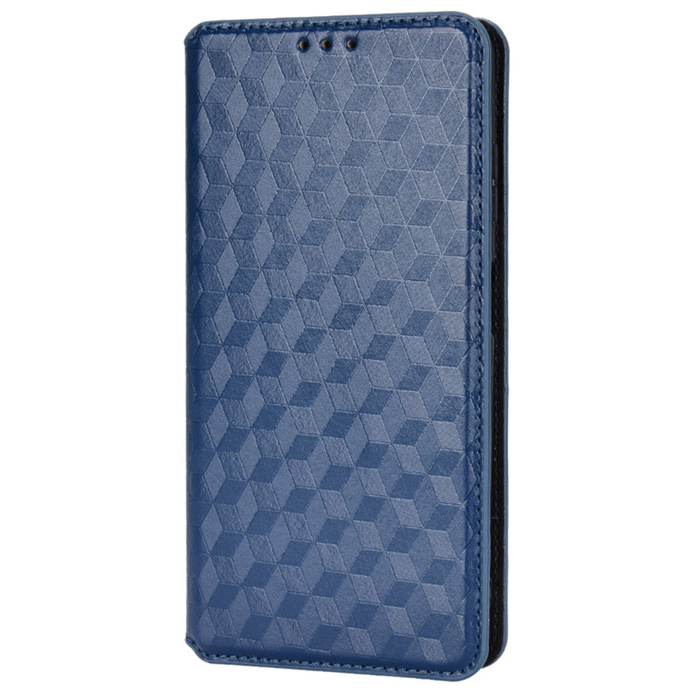 For ZTE Blade A72/Blade V40 Vita Rhombus Imprinted Phone Case Magnetic Auto Closing PU Leather Wallet Stand Shell