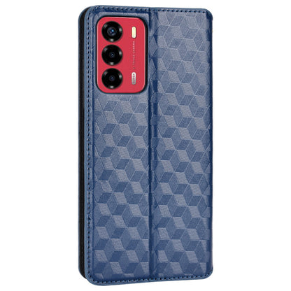 For ZTE Blade A72/Blade V40 Vita Rhombus Imprinted Phone Case Magnetic Auto Closing PU Leather Wallet Stand Shell