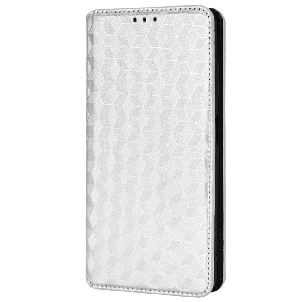 For ZTE Blade A72/Blade V40 Vita Rhombus Imprinted Phone Case Magnetic Auto Closing PU Leather Wallet Stand Shell