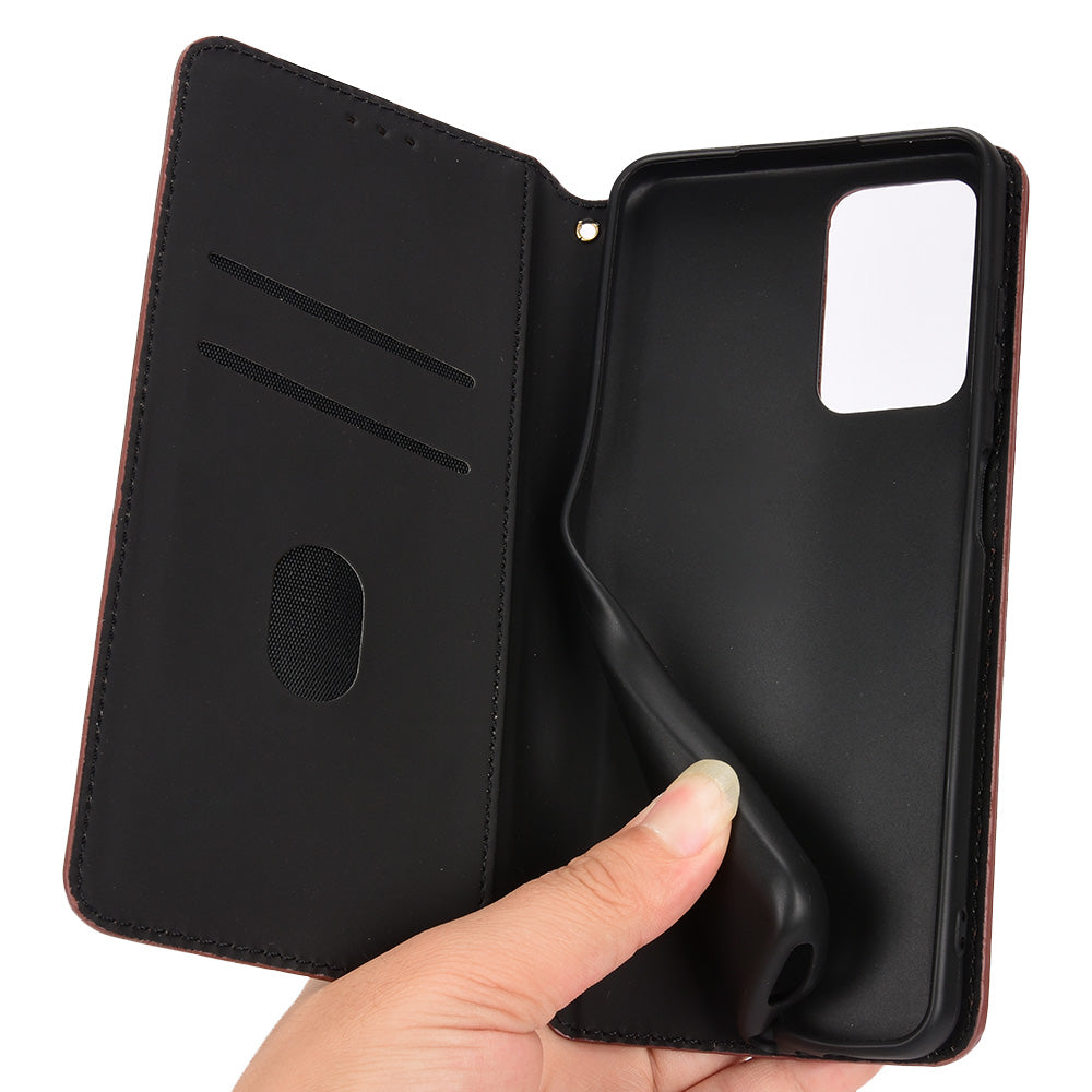 For ZTE Blade A72/Blade V40 Vita Rhombus Imprinted Phone Case Magnetic Auto Closing PU Leather Wallet Stand Shell