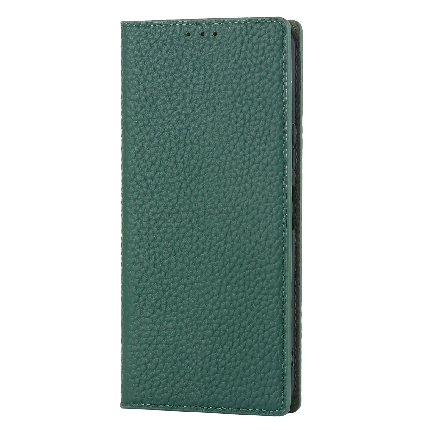 Litchi Texture Genuine Leather Case for ZTE Libero 5G II, Wallet Stand Protective Phone Cover with Hand Strap