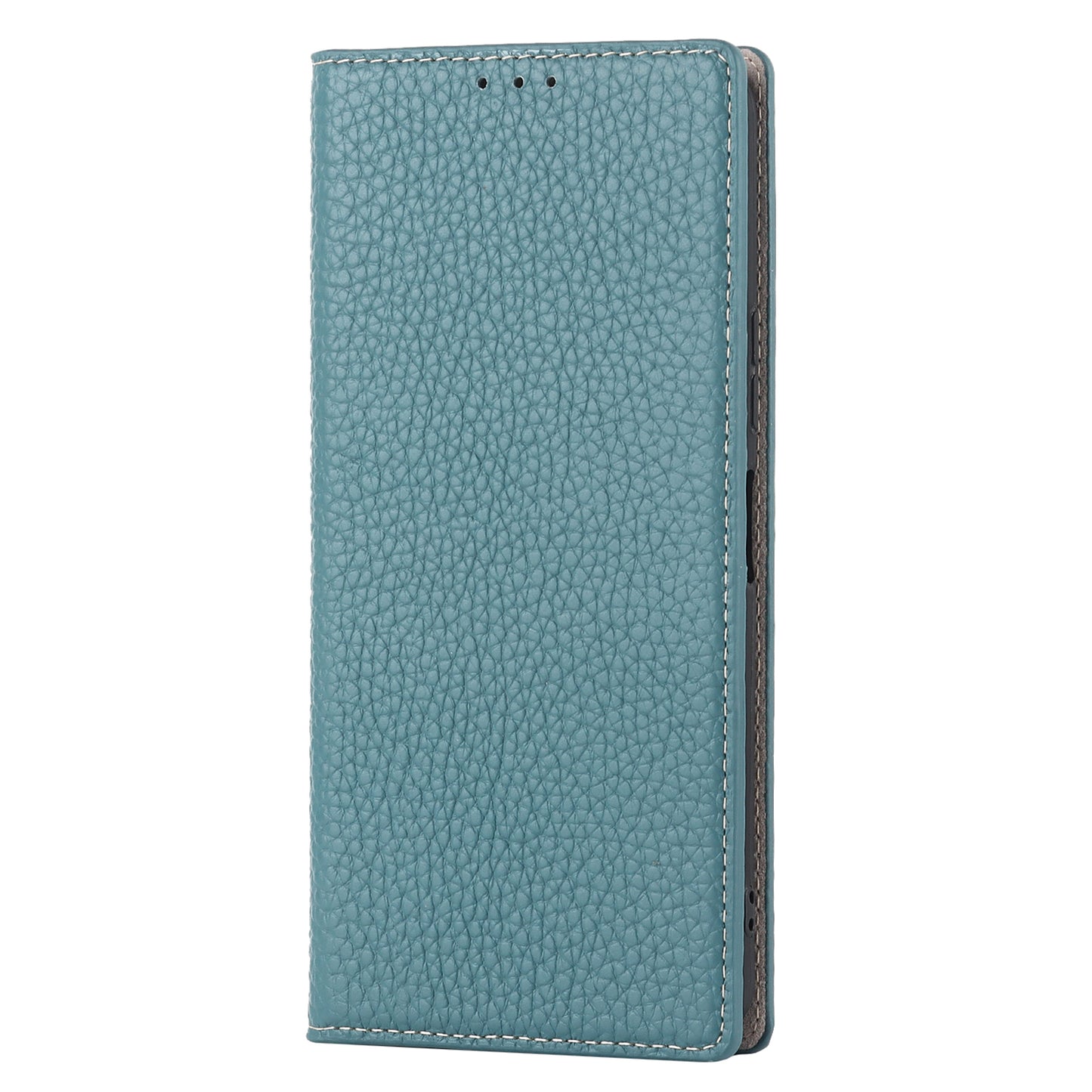 Litchi Texture Genuine Leather Case for ZTE Libero 5G II, Wallet Stand Protective Phone Cover with Hand Strap