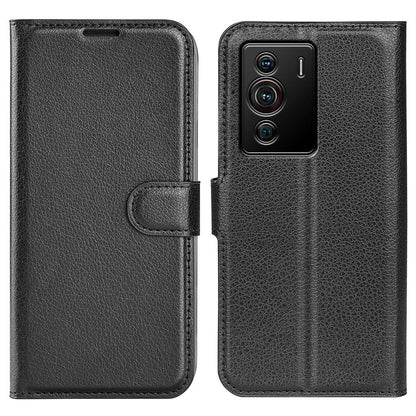 Folio Flip Litchi Skin Leather Case for ZTE nubia Z40 Pro, Magnetic Clasp Closure Wallet Stand Cover Phone Accessory