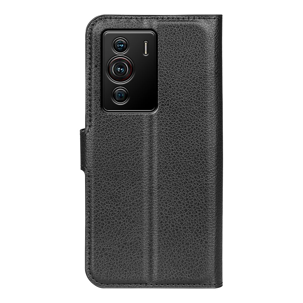 Folio Flip Litchi Skin Leather Case for ZTE nubia Z40 Pro, Magnetic Clasp Closure Wallet Stand Cover Phone Accessory