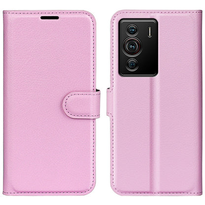 Folio Flip Litchi Skin Leather Case for ZTE nubia Z40 Pro, Magnetic Clasp Closure Wallet Stand Cover Phone Accessory