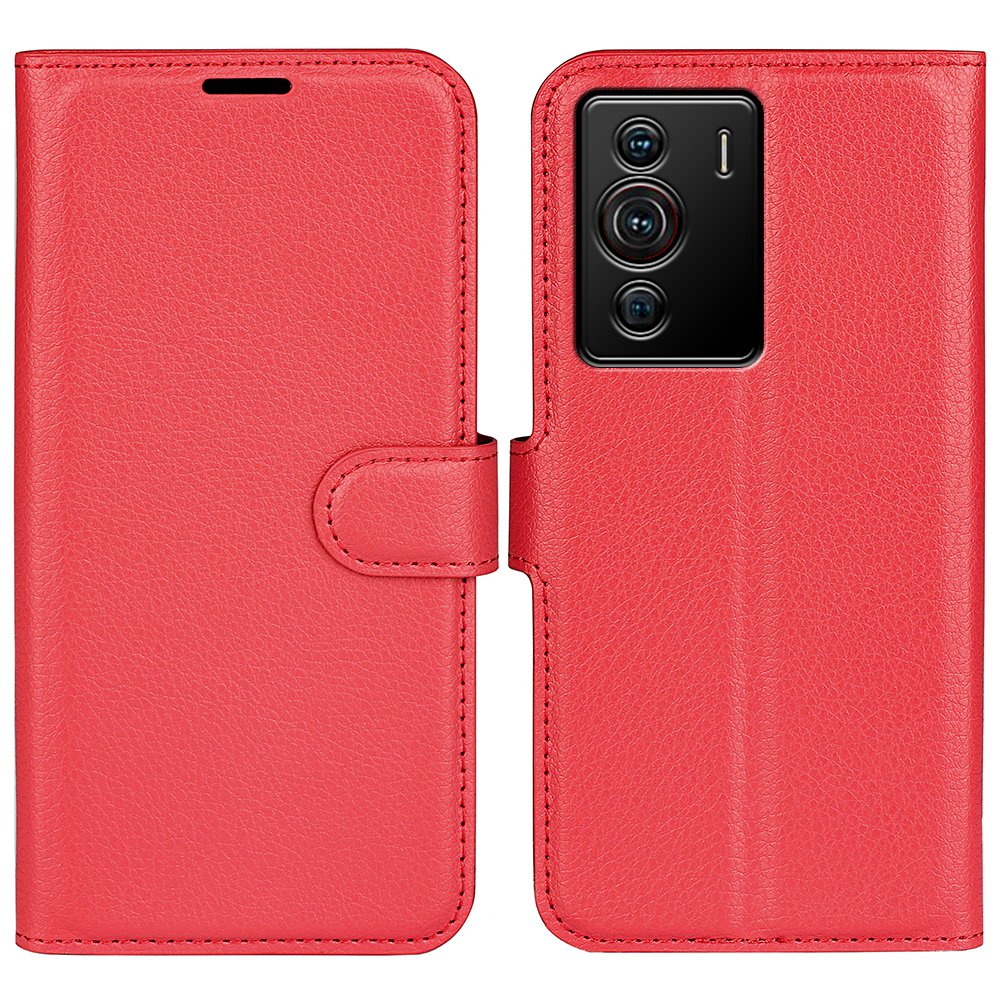 Folio Flip Litchi Skin Leather Case for ZTE nubia Z40 Pro, Magnetic Clasp Closure Wallet Stand Cover Phone Accessory