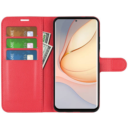 Folio Flip Litchi Skin Leather Case for ZTE nubia Z40 Pro, Magnetic Clasp Closure Wallet Stand Cover Phone Accessory