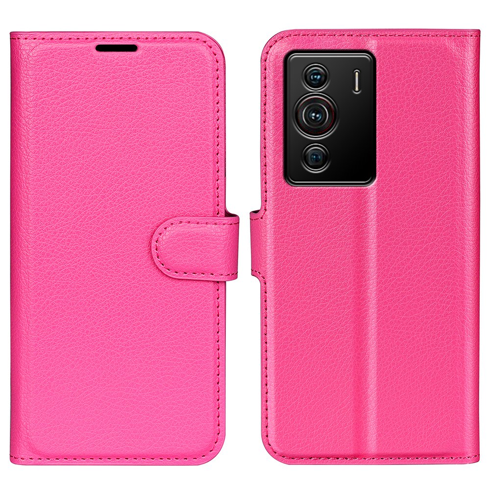 Folio Flip Litchi Skin Leather Case for ZTE nubia Z40 Pro, Magnetic Clasp Closure Wallet Stand Cover Phone Accessory