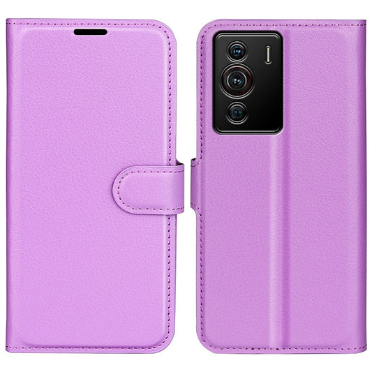 Folio Flip Litchi Skin Leather Case for ZTE nubia Z40 Pro, Magnetic Clasp Closure Wallet Stand Cover Phone Accessory