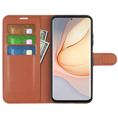 Folio Flip Litchi Skin Leather Case for ZTE nubia Z40 Pro, Magnetic Clasp Closure Wallet Stand Cover Phone Accessory