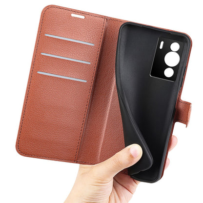 Folio Flip Litchi Skin Leather Case for ZTE nubia Z40 Pro, Magnetic Clasp Closure Wallet Stand Cover Phone Accessory